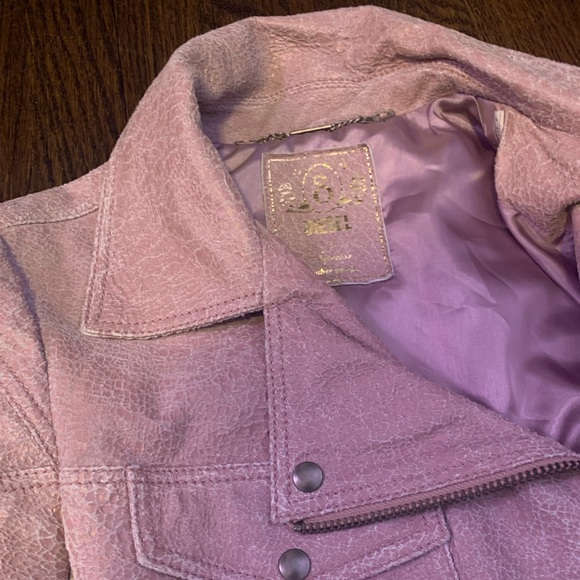 Diesel Dusty Pink Lamb and Cow Leather Biker Jacket Small - Picture 7 of 12